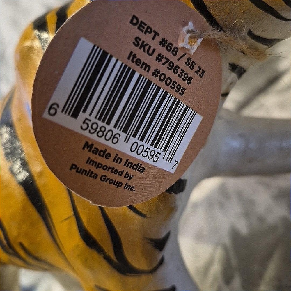 VTG Black Stripe Leather Wrapped Tiger Statue Figurine Sculpture 17" x 7.5"~NWT - Picture 7 of 9